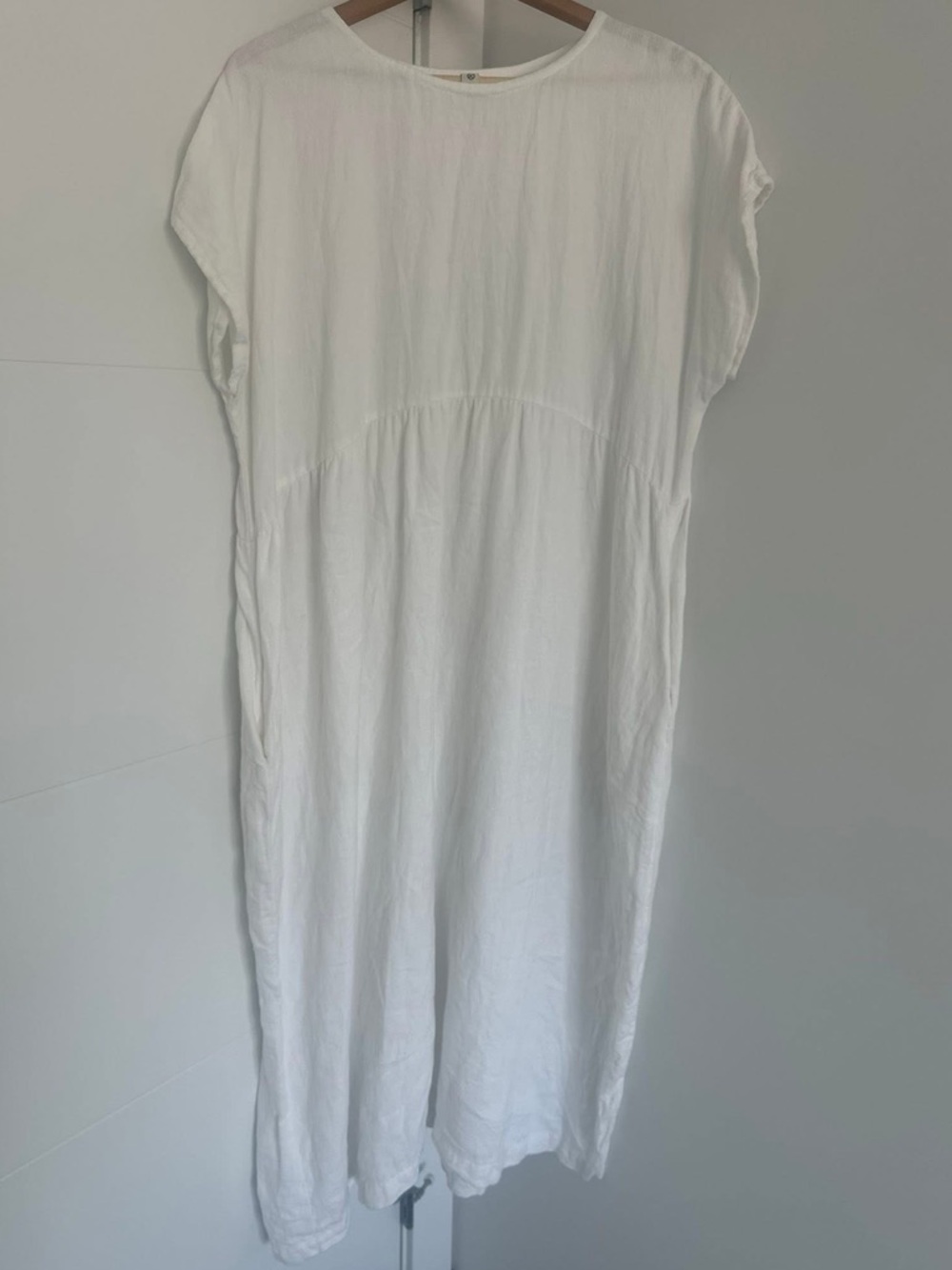 ELI & BARRY White Linen Midi Dress OS1 | Minimalist Oversized Summer Dress